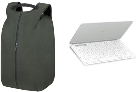 Samsonite Securipak - Laptoprucksack 15.6 Zoll, 44 cm, 17 L, Grün (Foliage Green) + Logitech Keys-To-Go 2, mobile kabellose Tastatur für iPad