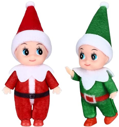 2 Stück Weihnachtswichtel Figuren, Wichtel Puppe für Jungen & Mädchen - Weihnachtsdeko Geschenk (B)