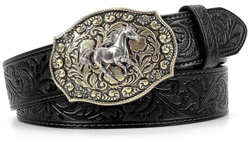 SANSTHS Cowboy gürtel für Männer und Frauen, Western-Schnallengürtel, cowboy gürtel herren aus geprägtem Leder für Jeans, Weihnachtsgeschenke, Gürtel