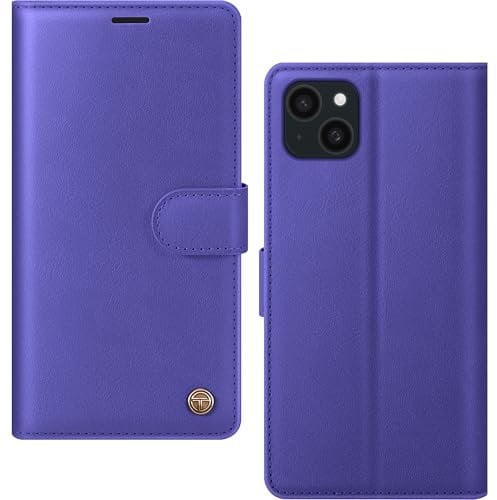 AIMOYU for iPhone 15 Case, Flip Wallet Leather Phone Case with [4 Card Slots] [Kickstand] [RFID Blocking] Magnetic Protective Shockproof Cover for iPhone 15 Phone Case - Lake Blue