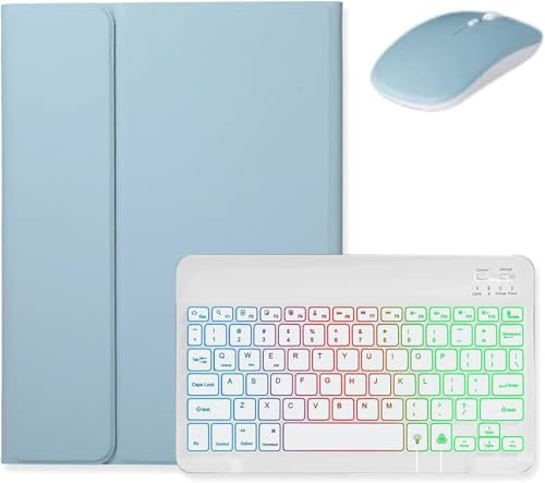 Funda con Teclado para iPad Pro de 11 Pulgadas (M4) 2024, Funda con Teclado inalámbrico Desmontable retroiluminada y portalápices,Azul