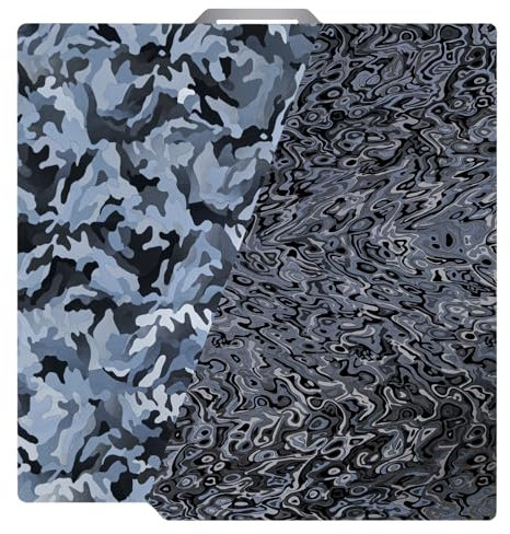 TIOPY Camouflage+Water Ripple H1H Bambu Lab Building Plate 257x257mm, 3D Double Sided Print H1H Spring Steel per Bambu Lab X1 X1C X1E P1P P1S A1, Senza Base Magnetica