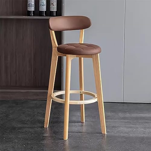 Taburetes de bar de madera maciza para encimera de cocina, sillas de comedor para bares, cafeterías y restaurantes, color marrón.