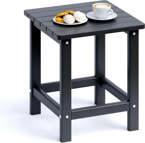 UDPATIO Kunststoff Beistelltisch,Gartentisch,Balkontisch Wetterfest for Kleiner Balkon,Terrasse,Garten,40x40x45CM,Schwarz