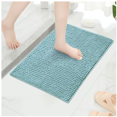 Qirc Bath Rug Mat, Non Slip Absorbent Bathroom, Large Soft luxurious Pet Rug Thick Washable Shower Mat, for Kitchen Entrance Bedroom Indoor and Outdoor (Blue, 150 * 60cm)
