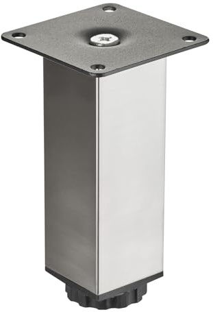 SOTECH Möbelfuß ZULU 38 x 38 x 120 mm Edelstahloptik, belastbar bis 100 kg pro Fuß Vitrinenfuß Sockelfuß Schrankfuß
