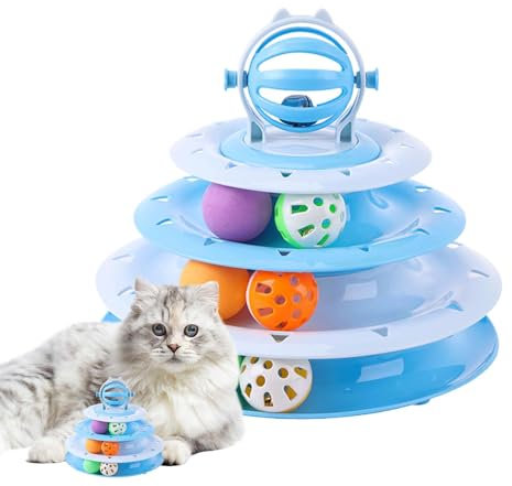 Interactive Cat Toy Turntable | Turntable Cat Ball Toy | Pet Cat Turntable Ball 4-Tier Tower | Interactive 4-Tier Turntable Toy | Pet Cat Ball Toy For Mental Physical Exercise For Bedroom & Balcony
