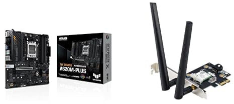 ASUS TUF GAMING A620M-PLUS Scheda madre AMD mATX DDR5, slot M.2 PCIe 4.0, Q-Latch, DisplayPort, HDMI, USB 3.2 + Adattatore Tri Band BE6500 PCI-E WiFi 7 (802.11be), Bluetooth 5.4, WPA3 Network Security