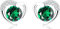 Heart Earrings for Women Girls 925 Silver Studs with Cubic Zirconia (Green)