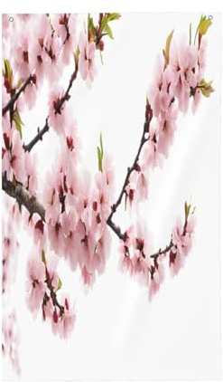 Cherry Blossoms Tree - 3x5ft Outdoor Garden Flags, Weatherproof Decor For Porch, Patio, Lawn Stitched Sleeve Design Easy To Install & Wash