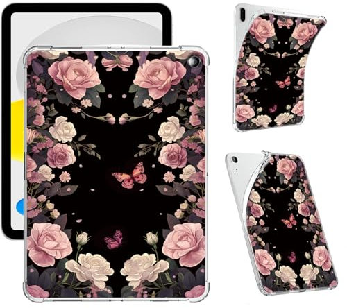 Amazon Kindle Fire HD 10 & 10 Plus (13th/11th Generation 2023/2021 Release) 10.1 Inch Tablet Case Clear Slim Clear Soft TPU Bumper Case Cover with Bumper - Butterfly Pink