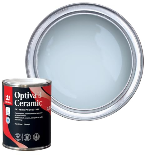 TIKKURILA Optiva 3 - Durable Super Flat Matt Paint For Walls & Ceilings - Zero VOC, Scrubbable, Easy To Clean (Cumulus Y354, 1 Liter)