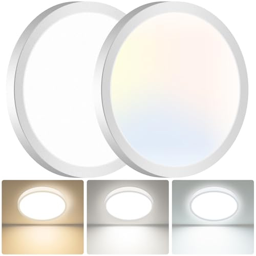 hepside LED Ceiling Light,3000K/4000K/6500K 3 Color Temperature, Waterproof IP54 LED Ceiling Lamp, Modern,Round Flush Ceiling Light for Bathroom, Living Room,Bedroom, Kitchen, Office,Ø29CM(White)