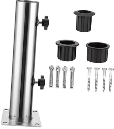 Fenteer Support Parasol Support Parasol Pied Support Tube Fixation Inox Montage Facile Adapté Jardin Espace Extérieur, Base à 4 Trous
