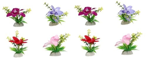 Ipetboom 8 Piezas Plato de Sushi con Flores Artificiales Decorativas Conjunto Azul y Adornos para Presentación de Platos Fríos Japonés