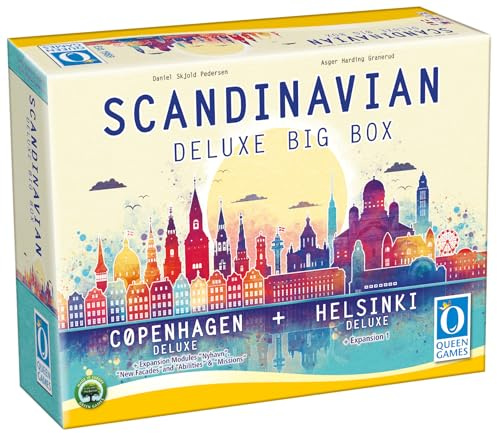 Queen Games 10843 Scandinavian Big Box | Brettspiel-Sammlung: Copenhagen & Helsinki | Strategie- & Familienspiel für 2–5 Personen