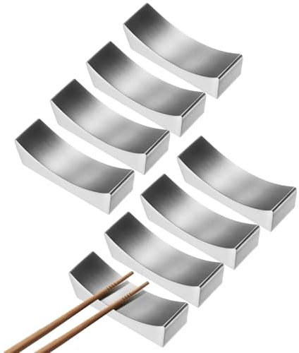 QUARKZMAN 8pcs Porte-Baguettes en Acier Inoxydable 304, Porte-Couverts Courbé pour Plan De Travail Tenant Baguettes Cuillères Fourchettes Couteaux Décoration De Table, Argenté