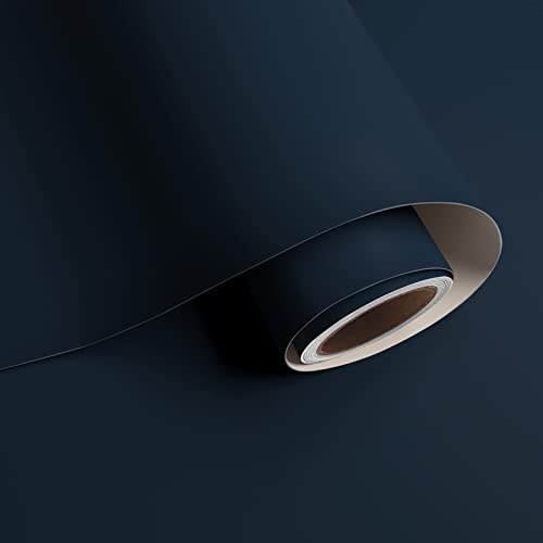 VaryPaper Thick Navy Blue Peel and Stick Wallpaper Modern 60x400cm | Matte Dark Blue Sticky Wallpaper for Living Room Bathroom Waterproof Kitchen Vinyl Wrap for Worktop Cupboards Furniture Wrap