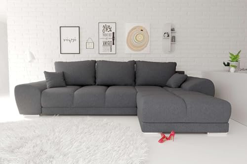 99rooms Antalya Ecksofa Polsterecke Eckcouch Strukturstoff Neve Anthrazit, mit Ottomane Rechts, mit Schlaffunktion