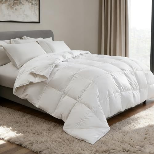 Royal Luxe Goose Feather Down Fiber Comforter, Light Warmth, 68 x 90 Inch