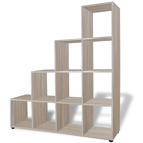 vidaXL Treppenregal Bücherregal Raumteiler Stufenregal Aktenregal 142 cm Eiche