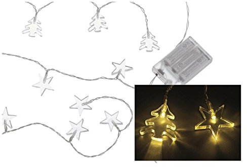 BOLTZE LED Deko Lichterkette mit 10 Sternen batteriebetrieben Länge ca. 135 cm Christbaum Adventsgesteck Fensterdeko Weihnachten