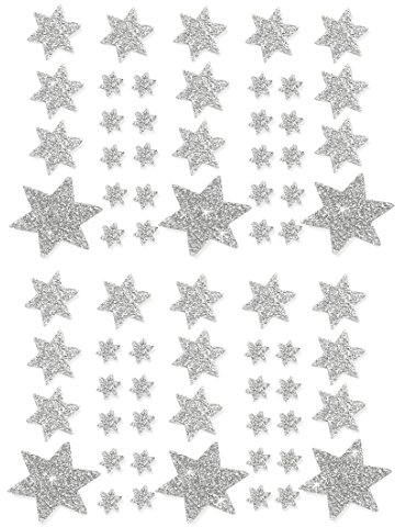 Oblique Unique® Weihnachts Sterne Sticker Aufkleber - Deko Weihnachten - Farbe wählbar (Silber)