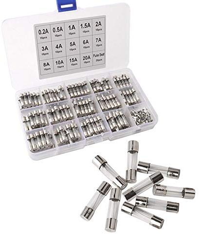 FULARR® 230Pcs 5X20mm Professionnel Voiture Fast-Souffler Verre Tube Fusible Kit: 210Pcs Rapide Coup Verre Tube Fusible + 20Pcs Fusible Siège, avec Transparent Plastique Boîte