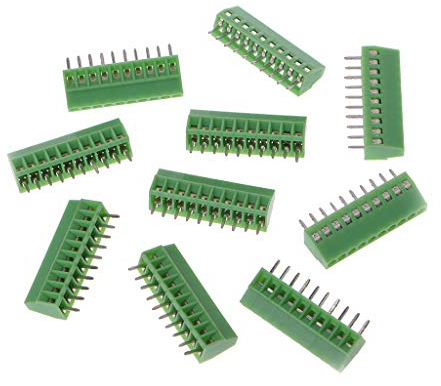 JOYKK 10 Pezzi 10Pin Morsetti a Vite per Montaggio su PCB Morsetto 2.54mm Passo - Verde
