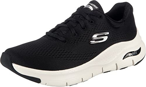Skechers Arch Fit Big Appeal, Zapatillas Mujer, Black Mesh White Trim, 36.5 EU
