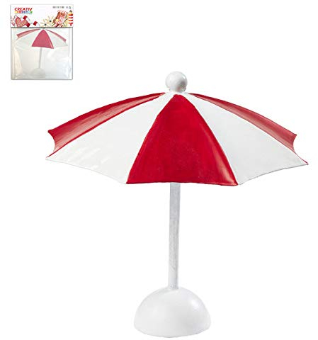 CREATIV DISCOUNT Mini-Sonnenschirm, rot-weiß, 10x10cm