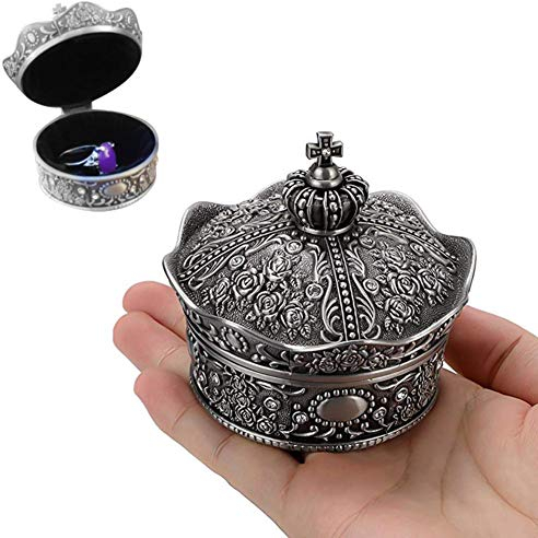 Retro Schmuckkästchen Metall Schmuckschatulle Mädchen Klassische In Krone Form Schmuckkästen Damen Ohrringe Schmuckdose Schmuckbox Für Verlobung Heiratsantrag Ringe Schmuckstücke Geschenk