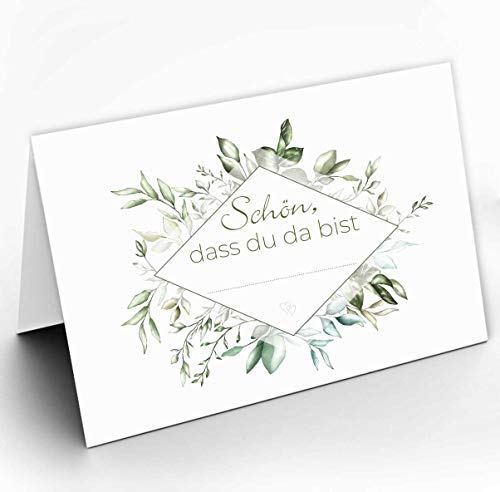 40 Tischkarten I DIN A7 I Platz-Karten Namens-Kärtchen Sitzplatz-Karten grün Aufsteller quer zum Beschriften I Geburtstag Hochzeit Taufe I dv742