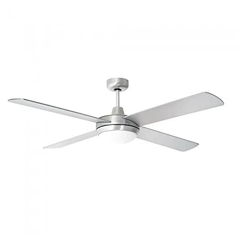 V-TAC Deckenventilator Ventilator mit Fernbedienung Esszimmer Lüfter Kühler Glas opal, MDF, silber, 3 Geschwindigkeiten Timer, 2x E27 Fassung, D 132 cm