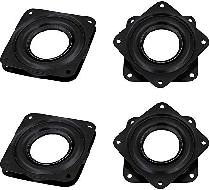 LUCY WEI 4 Pcs Turntable Bearing with Steel Ball Bearings,Square Rotating Swivel Plate for Bar Stools,Chairs,Stools - 360 Degrees Black Rotating Tray