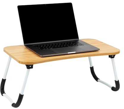 Mind Reader Woodland Collection Bureau Portable pour Ordinateur Portable/Table de Petit-déjeuner, Pliable, Portable, Pieds pliants, 60,6 x 34,9 x 26,7 cm (L x l x H), Beige