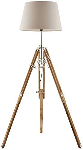 Nautical Natural Wooden Floor Lamp Tripod Stand Home & Office Decor (Without Shade)
