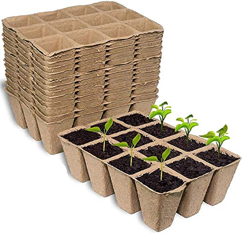 KAHEIGN 10 Piezas Bandejas De Germinación De Semillas, 12 Celdas Bandeja De Germinación De Plantas Productor De Trigo Saludable Bandejas De Cultivo De Cultivos (con Bandejas Y Tapas De 10 Piezas)