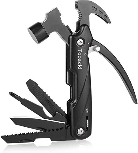 Mini Hammer Camping Gear Survival Tool für Männer, Tooackl Multitool Camping Zubehör mit Hammer, Zange, Schraubendreher, Säge, Flaschenöffner - Gadgets für Haushalt, Garten