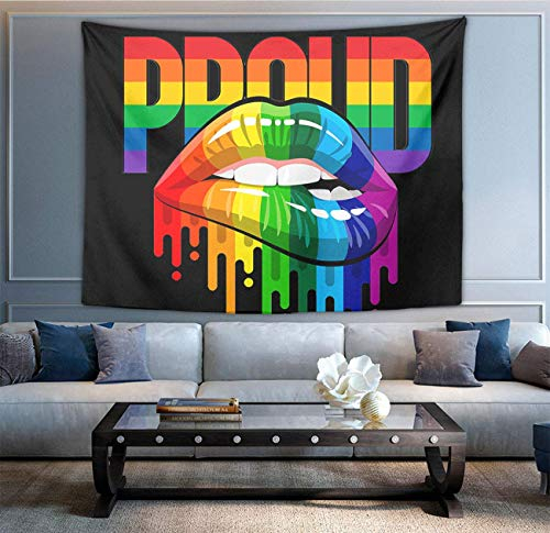 Wanddekoration Tapisserie, LGBT Pride Lippen Schwarz Hippie Kunst Tapisserie Mysteriöse Wandbehang für Schlafzimmer Schlafsaal Zubehör Mandala Yoga Picknick Matte Ethno