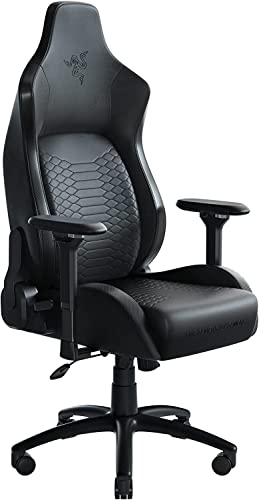 Razer Iskur - Premium Gaming Stuhl mit integrierter Lendenwirbelstütze (Schreibtischstuhl/Bürostuhl, mehrlagiges Kunstleder, Schaumstoff-Polster, Kopfpolster, Höhenverstellbar) Schwarz | Standard