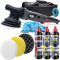 detailmate Auto Polier Set: PLSH H15 Exzenter Poliermaschine + menzerna Heavy Cut 1000 - Medium Cut 2500 - Super Finish 3500 + 3 passende Polierpads + 3M Band + detailmate Mikrofasertuch 550GSM