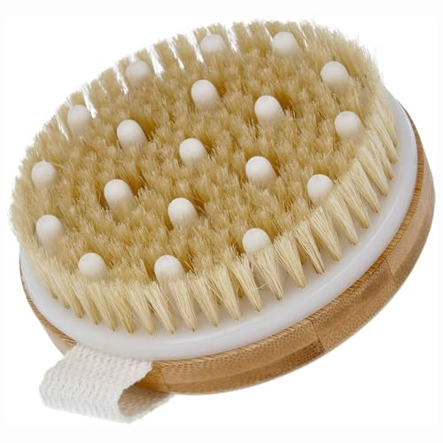 PARSA Beauty Bambus Massagebürste FSC®-zertifiziert mit Wildschweinborsten | Massageknoten für strahlende Haut, Wellness Line, Für Trocken & Nassanwendung, Ergonomisch & Griffig, Sanfte Tiefenreinigung