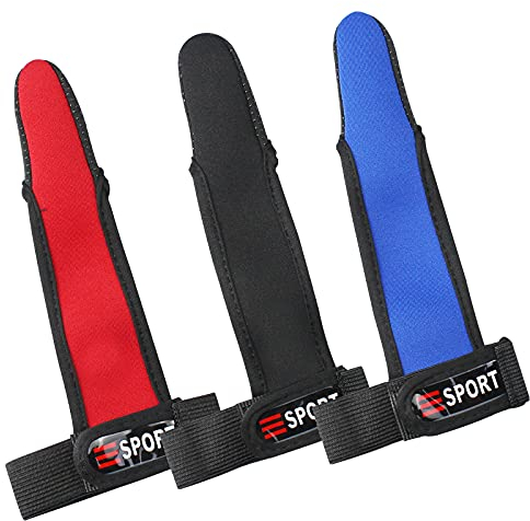 oupados 3 Stück EIN-Finger-Handschuhe Angelfingerhandschuh Atmungsaktive Fingerschutz zum Angeln Index-Fingerschutz Handschuh für das Angeln im Freien(Rot Schwarz Blau)