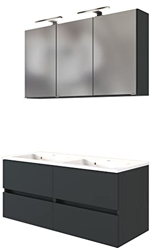 Waschbeckenunterschrank Brama, 120 cm, Graphit/Grau matt
