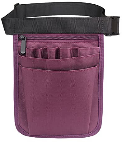 SM SunniMix Krankenschwester Organizer Gürtel 2-seitig -9 Taschen Gürteltasche Tasche für Schere Pflegeset Werkzeug - Lila