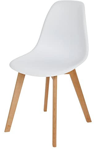 BURI Schalenstuhl weiß Esszimmerstuhl Küchenstuhl Bürostuhl Schalensitz Retro Sessel
