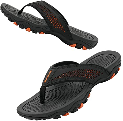 WateLves Infradito Uomo Scarpe Sandali Sportivi Ortopediche per Arco Scarpe da Spiaggia e Piscina Gomma Suola per Antiscivolo Ciabatte(nero,43EU)