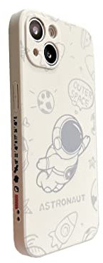 Yonds Queen for iPhone 13 Cute Case, Cool Cartoon Astronaut Rocket Moon Space Design Stylish Soft TPU Bumper Shockproof Anti-Slip Protector Fashion Case (iPhone 13, Fly White)