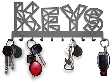 SirHoldeer Schlüsselbrett Keys Wand-organizer (10-Haken) Dekorativer Schlüssel-board Hakenleiste Schlüsselleiste Vintage Decor Haus-tür Küche Fahrzeug-schlüssel Aufhänger Grau